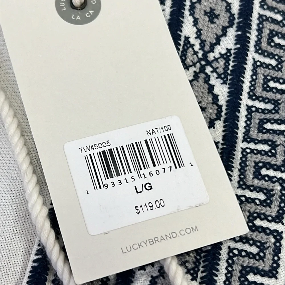 SOLD IN STORE Lucky Brand Embroidered Peasant Blouse Size Large - Picture 6 of 11